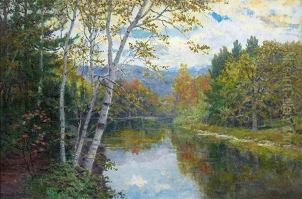 Early Autumn Reflections Oil Painting by Robert Ward Van Boskerck