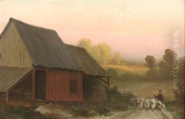 The Flock Returns Home Oil Painting by Robert Ward Van Boskerck