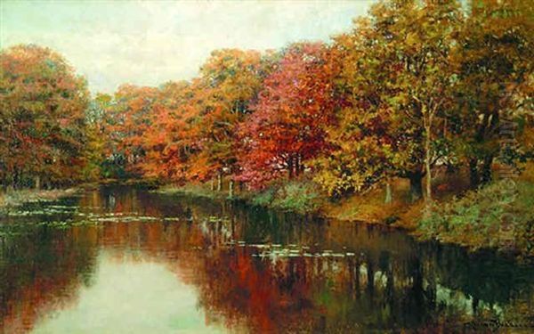 Autumn On The River Oil Painting by Robert Ward Van Boskerck