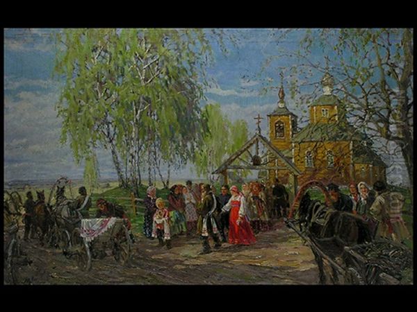 Nach Der Hochzeit Oil Painting by Michail Vasilievitch Boskin