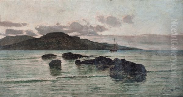 Marina Oil Painting by Giacinto Corsi di Bosnasco