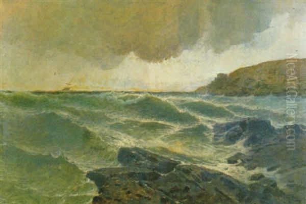 Mareggiata Sulla Costa Ligure Oil Painting by Giacinto Corsi di Bosnasco