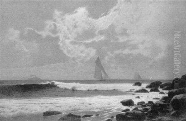 Sailing Off A Rocky Coast Oil Painting by Henry Wolcott Boss