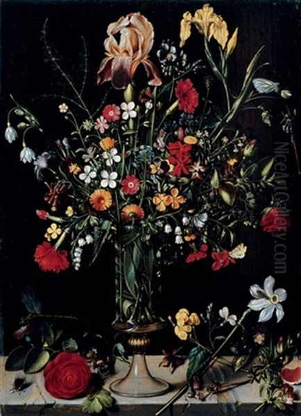 A Still Life Of Flowers In A Vase Oil Painting by Ambrosius Bosschaert the Elder