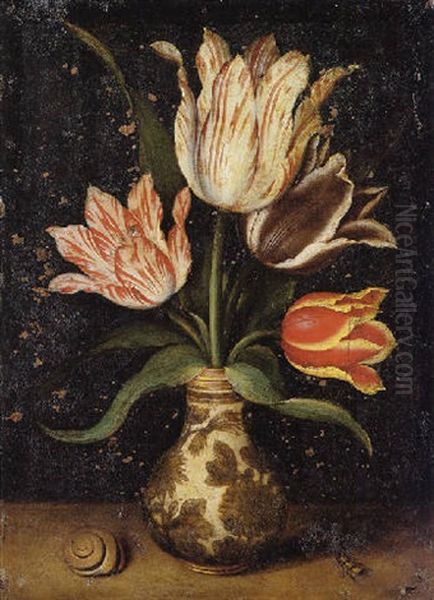 A Still Life Of Tulips In A Wan-li Porcelain Vase Oil Painting by Ambrosius Bosschaert the Elder