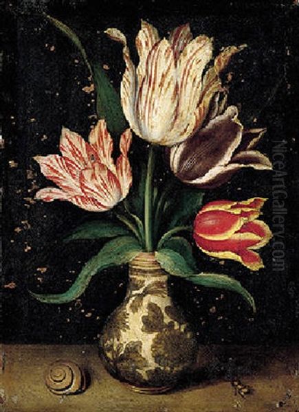 A Still Life Of Tulips In A Wan-li Porcelain Vase Oil Painting by Ambrosius Bosschaert the Elder