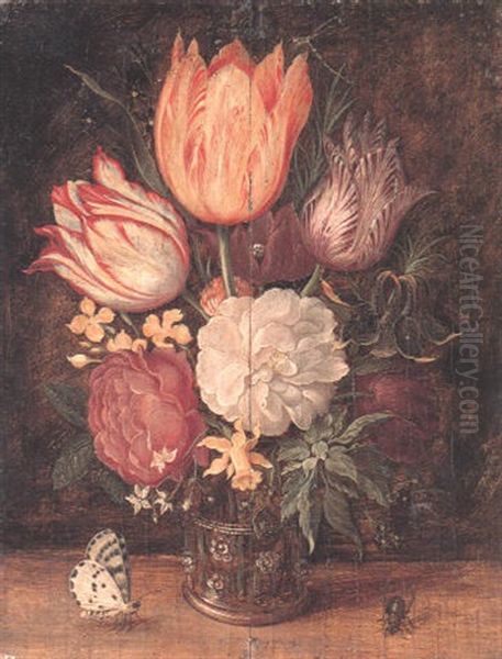 Still Life Of Tulips, Anemone, Marigold And Other Flowers Oil Painting by Ambrosius Bosschaert the Elder