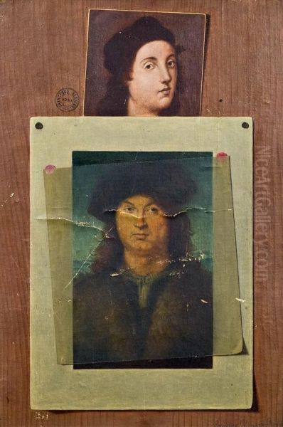 Trompe L'oeil Mit Raphael Portraits Oil Painting by Francesco Alegiani