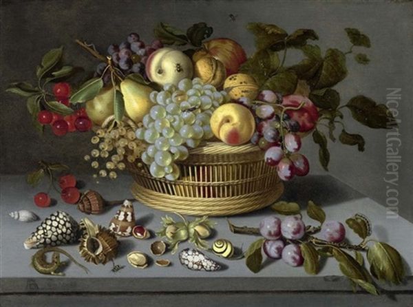 Ii Fruchtestilleben Mit Muscheln Und Insekten Oil Painting by Ambrosius Bosschaert the Younger