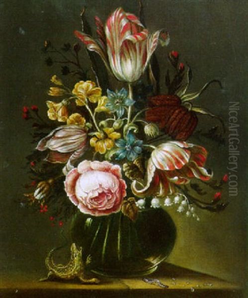 Blumenstilleben In Glasvase Oil Painting by Ambrosius Bosschaert the Younger