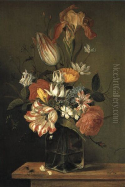 Blumenstraus In Einer Glasvase Oil Painting by Ambrosius Bosschaert the Younger