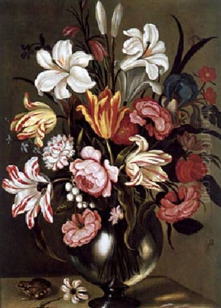 Blumenstraus Von Rosen, Tulpen, Lilien Und Anderen Bluten Oil Painting by Abraham Bosschaert