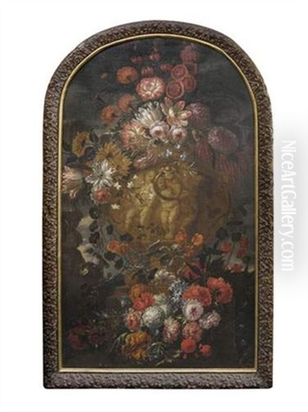 Bouquet De Fleurs Sur Fond De Paysage Oil Painting by Jan-Baptiste Bosschaert