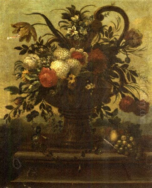 Bouquet De Fleurs Sur Un Entablement Oil Painting by Jan-Baptiste Bosschaert