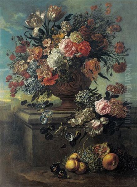 Stilleven Met Bloemen En Fruit Oil Painting by Jan-Baptiste Bosschaert