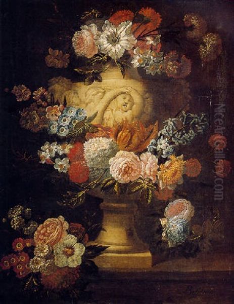 Bouquet De Fleurs Dans Une Vasque Oil Painting by Jan-Baptiste Bosschaert