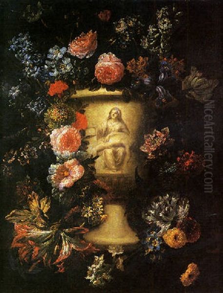 Fleurs Dans Un Vase Sculpte Oil Painting by Jan-Baptiste Bosschaert