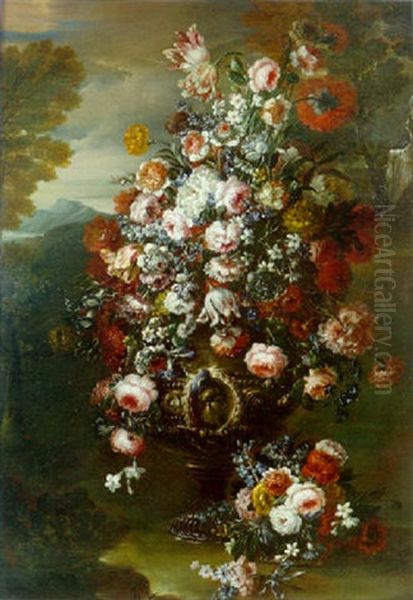 Florero En Un Paisaje Oil Painting by Jan-Baptiste Bosschaert