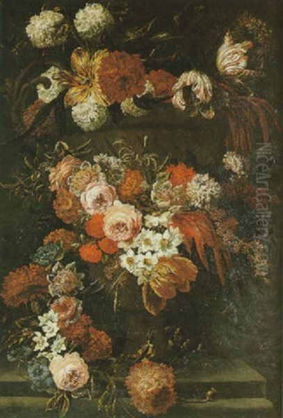 Nature Morte Au Vase De Fleurs Sur Un Entablement De Marbre Oil Painting by Jan-Baptiste Bosschaert