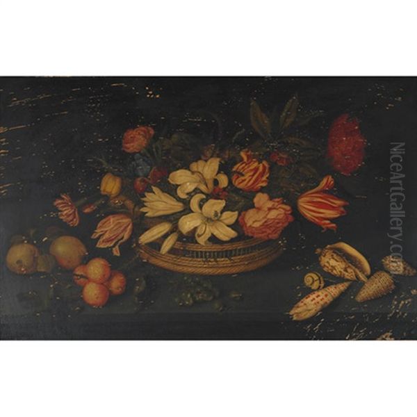 Still Life Of Lillies, Tulips, Peonies And Other Flowers Oil Painting by Johannes Bosschaert