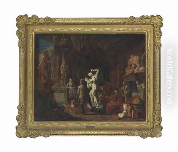 A Sculptor's Studio Oil Painting by Balthasar Van Den Bossche