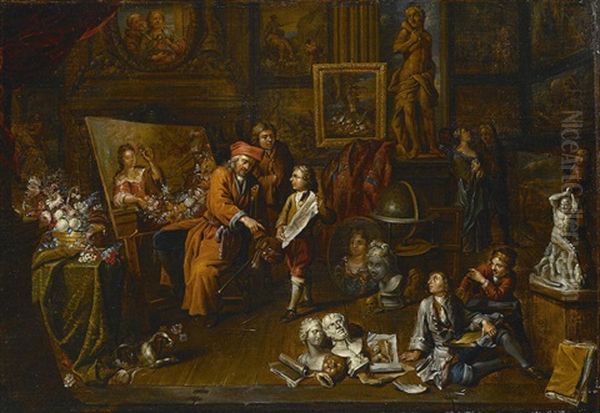 In The Artist's Studio Oil Painting by Balthasar Van Den Bossche