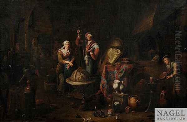 Im Studio Eines Alchemisten Oil Painting by Balthasar Van Den Bossche