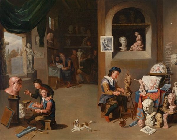 Im Atelier Des Bildhauers Oil Painting by Balthasar Van Den Bossche