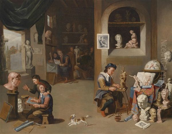 Im Atelier Des Bildhauers Oil Painting by Balthasar Van Den Bossche