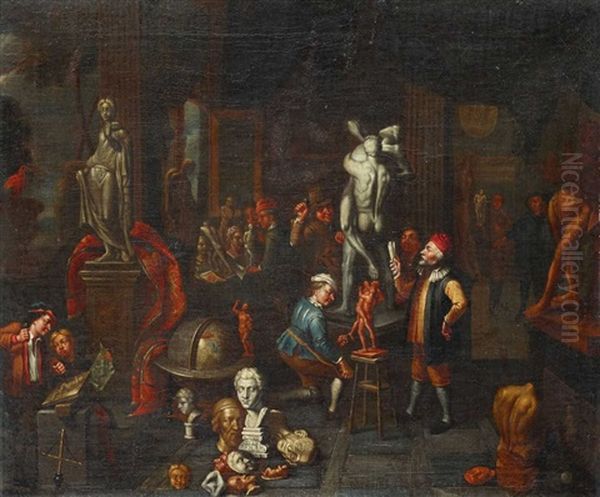 Atelier Eines Bildhauers Oil Painting by Balthasar Van Den Bossche