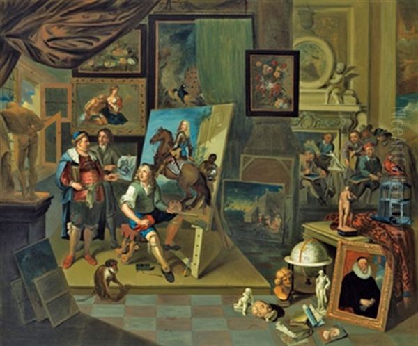 Besuch Im Atelier Eines Malers Oil Painting by Balthasar Van Den Bossche