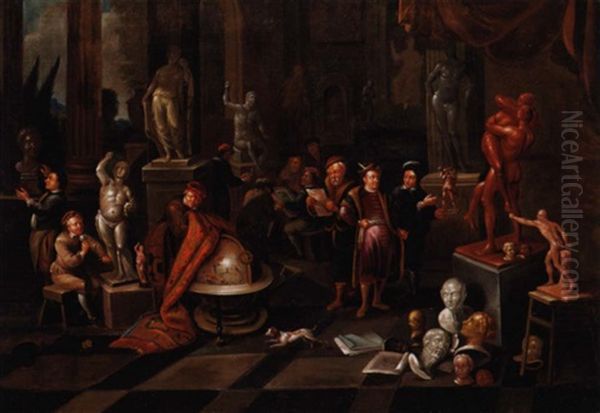 The Interior Of A Sculptor's Studio Oil Painting by Balthasar Van Den Bossche