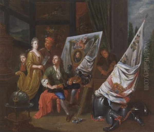 Im Atelier Des Malers Oil Painting by Balthasar Van Den Bossche