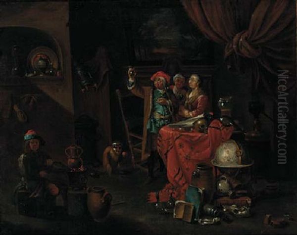 An Alchemist In His Study Oil Painting by Balthasar Van Den Bossche