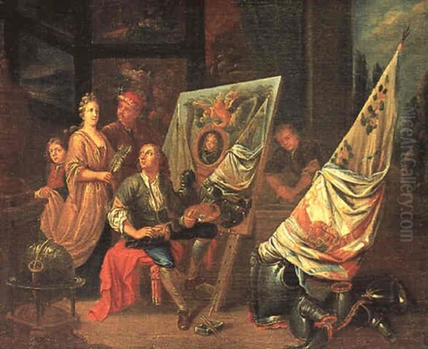 Le Peintre Dans Son Atelier Oil Painting by Balthasar Van Den Bossche