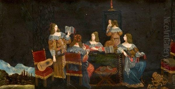 Les Vierges Folles S'entretiennent Des Plaisirs Mondains Oil Painting by Abraham Bosse