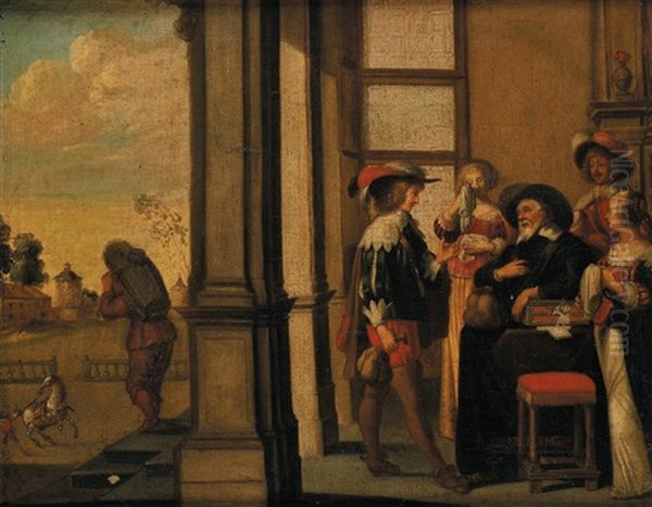 La Remise De La Dote (+ Scene De Cour; Pair) Oil Painting by Abraham Bosse