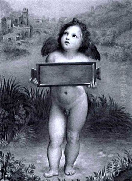 Putto, Eine Tafel Haltend Oil Painting by Ernst-Gotthilf Bosse