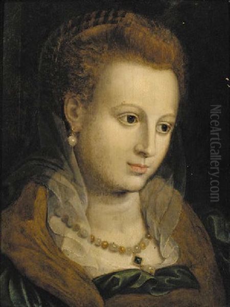 Portrait Of A Lady Wearing A Pearl Necklace Oil Painting by Ernst-Gotthilf Bosse