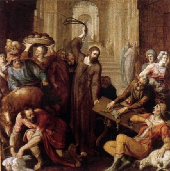 Christ Driving The Money Lenders From The Temple Oil Painting by Ernst-Gotthilf Bosse