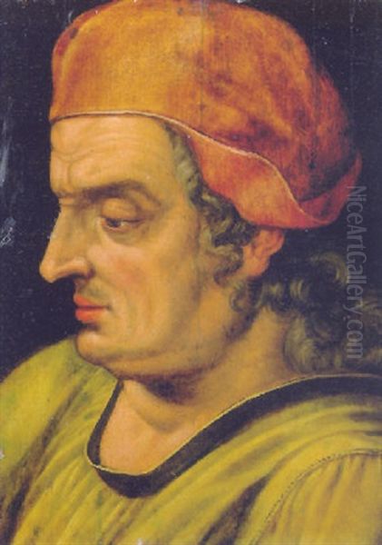 Portrait Of A Man, In Profile To The Left, Wearing A Cap And A Yellow Shirt Oil Painting by Ernst-Gotthilf Bosse