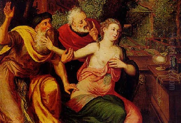 Susannah And The Elders Oil Painting by Ernst-Gotthilf Bosse