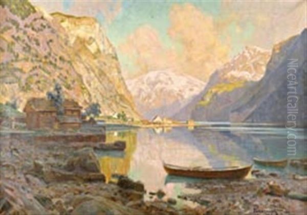 Fjordlandschaft In Expressiver Farbgebung Oil Painting by Karl Boessenroth