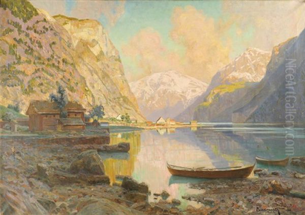 Stimmungsvolle Fjordlandschaft In Expressiver Farbgebung Oil Painting by Karl Boessenroth