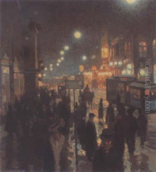 Abendliche Stadtimpression Oil Painting by Karl Boessenroth