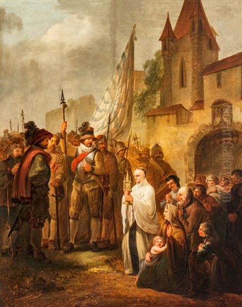 Prozession Vor Den Toren Einer Stadt Oil Painting by Johann Caspar Bosshardt