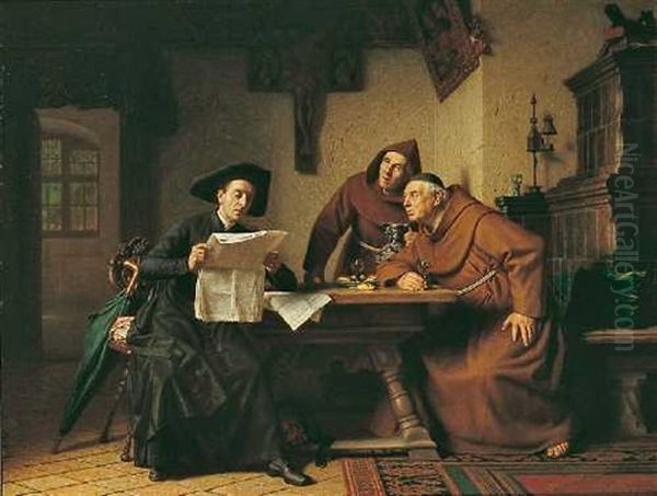 Politiker Im Kloster Oil Painting by Johann Caspar Bosshardt