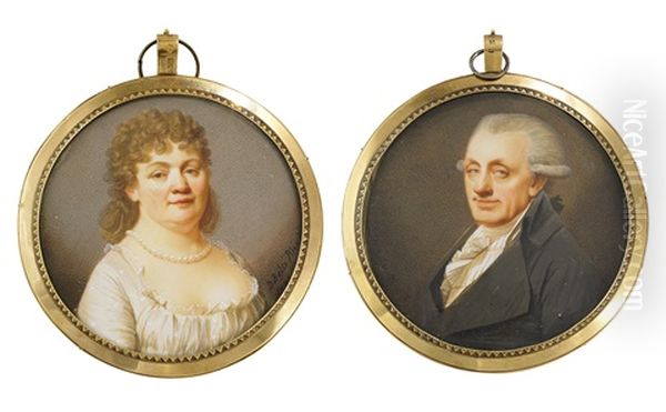 One Pair Of Portraits Possibly Depicting Merchant Christian Eberstein (1738-1816) And His Wife Maria Carolina Von Aken (1750-1814) Oil Painting by Domenico Bossi