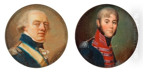 Johan Fredrik Aminoff (1756-1842) & Axel Didrik Reuterskjold (1779-1834) (2 Works) Oil Painting by Domenico Bossi