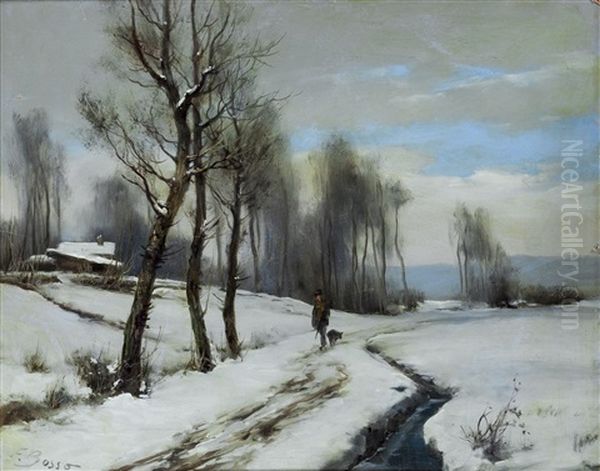 Paesaggio Innevato Con Cacciatore Oil Painting by Francesco Bosso